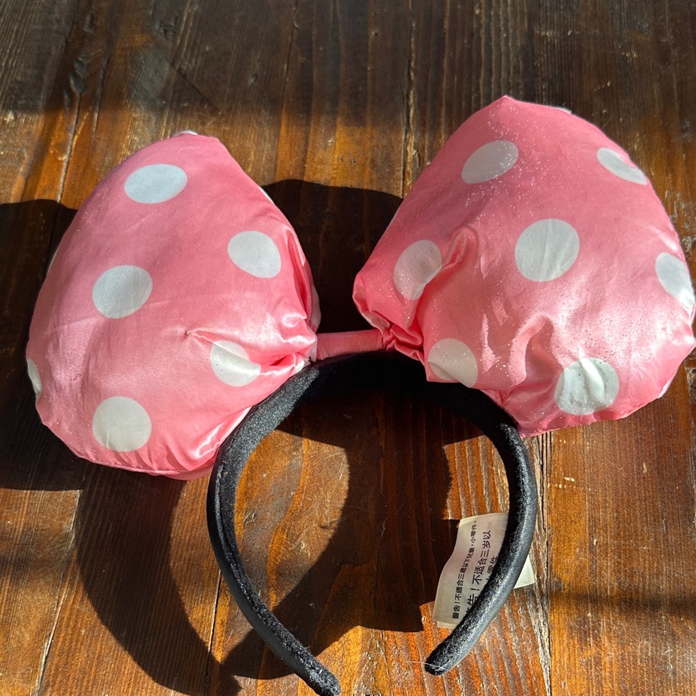 Disney Pink and White Polka Dot Bow Headband